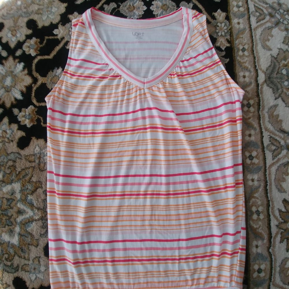 ***Ann Taylor Loft Outlet Rayon Tank Top,  Striped Medium*** - Picture 4 of 12